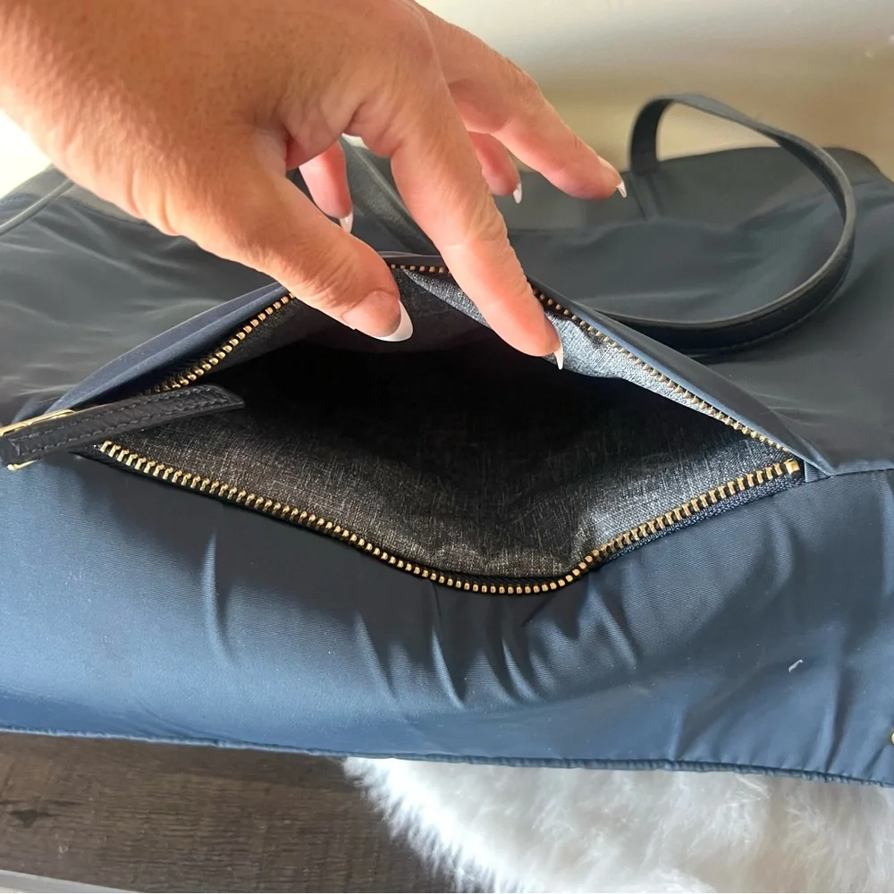 Freshly Picked Everyday Tote Diaper Bag Navy Blue Faux Leather Insulated Pocket